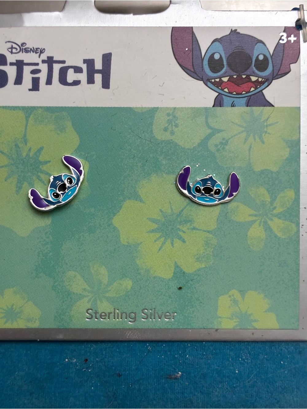 Disney Stitch Sterling Silver Stud Earrings Blue Purple Enamel Lilo & Stitch NWT
